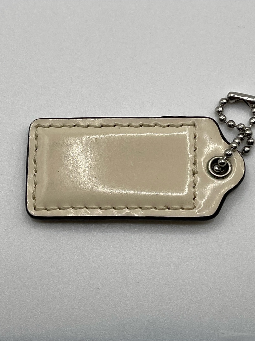 Coach Cream Leather Hang Tag with Ball Chain - Picture 3 of 3